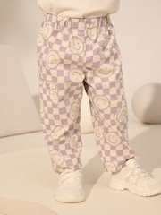 Purple Checkerboard 100% Cotton Pattern Pullon Trousers (3mths-7yrs) - Image 1 of 8