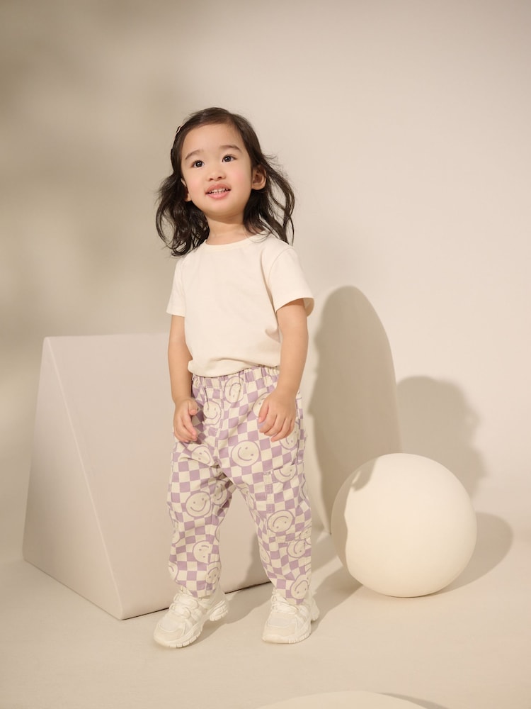 Purple Checkerboard 100% Cotton Pattern Pullon Trousers (3mths-7yrs) - Image 2 of 8