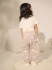 Purple Checkerboard 100% Cotton Pattern Pullon Trousers (3mths-7yrs) - Image 3 of 8