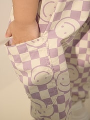 Purple Checkerboard 100% Cotton Pattern Pullon Trousers (3mths-7yrs) - Image 4 of 8