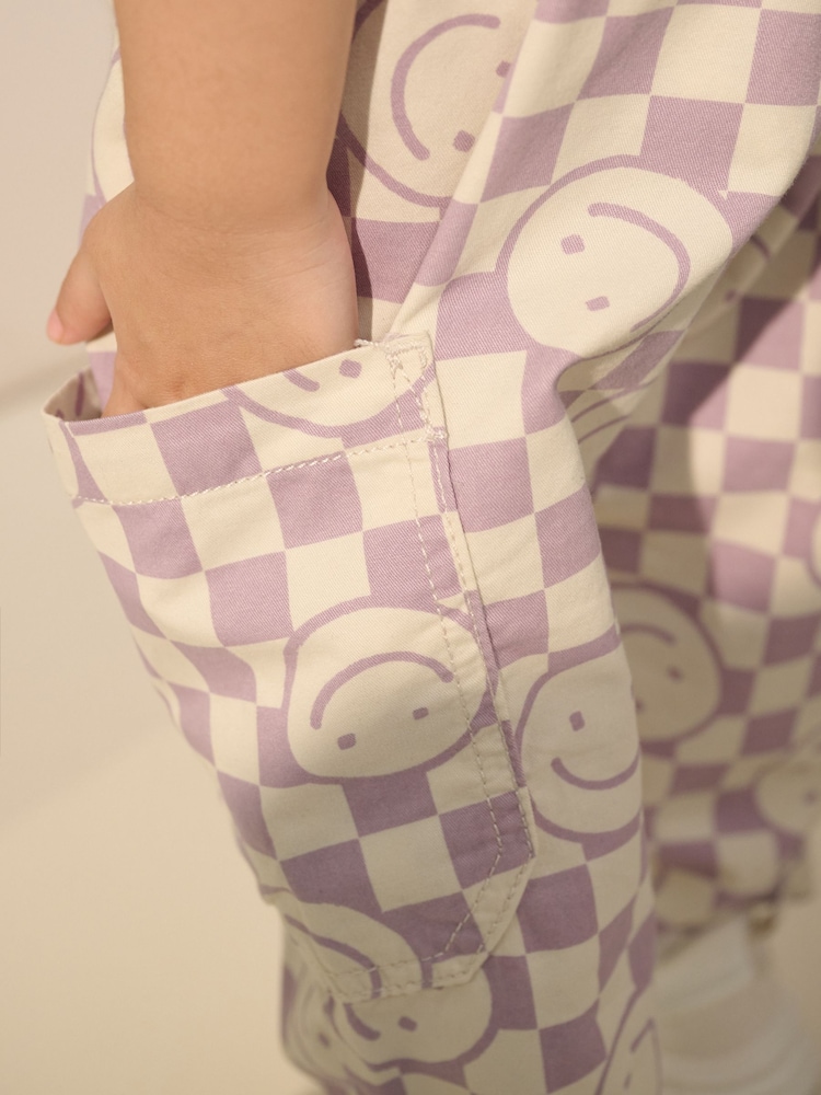 Purple Checkerboard 100% Cotton Pattern Pullon Trousers (3mths-7yrs) - Image 4 of 8