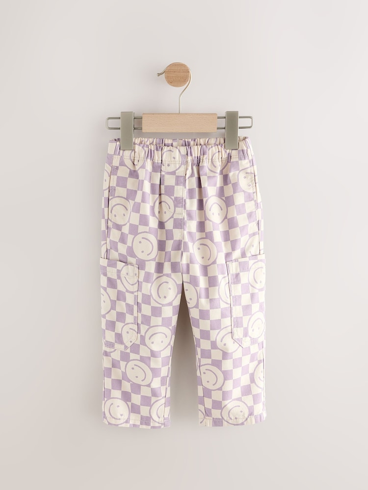 Purple Checkerboard 100% Cotton Pattern Pullon Trousers (3mths-7yrs) - Image 5 of 8