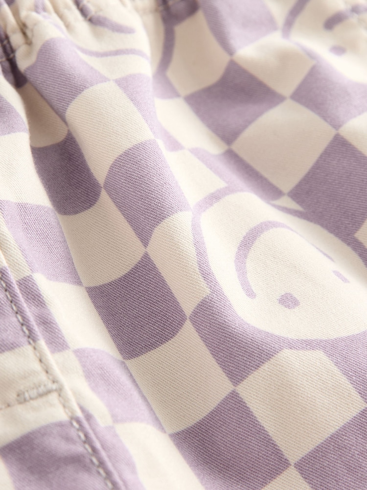 Purple Checkerboard 100% Cotton Pattern Pullon Trousers (3mths-7yrs) - Image 7 of 8