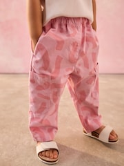 Pink 100% Cotton Pattern Pullon Trousers (3mths-7yrs) - Image 1 of 8