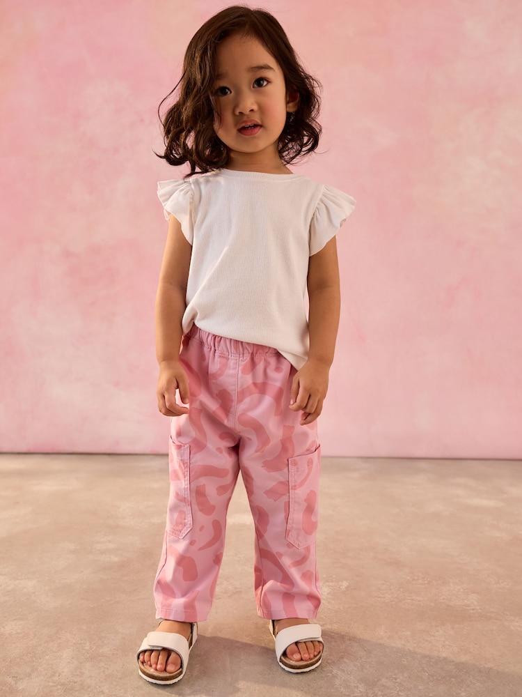 Pink 100% Cotton Pattern Pullon Trousers (3mths-7yrs) - Image 3 of 8