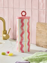 Set of 3 Pink wiggle Stacking Storage Jars - Image 2 of 5