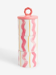 Set of 3 Pink wiggle Stacking Storage Jars - Image 3 of 5