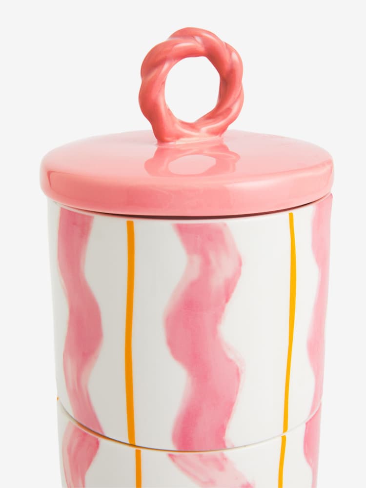 Set of 3 Pink wiggle Stacking Storage Jars - Image 5 of 5