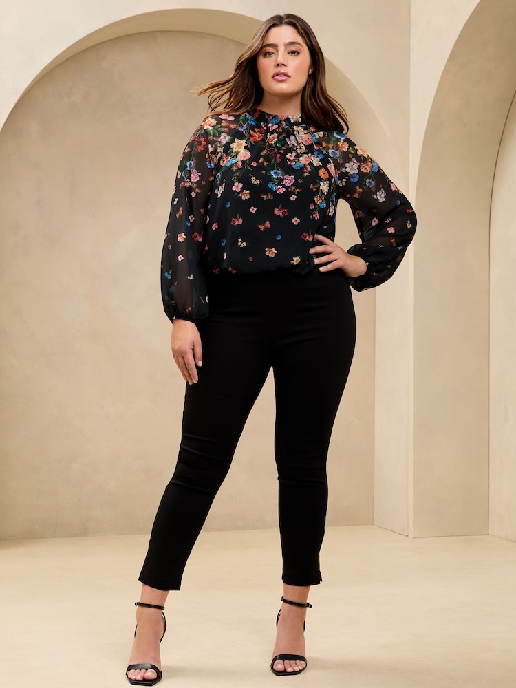 Negro - Lipsy Print Alto Neck Blouson Blouse - Imagen 2 de 4 Negro - Lipsy Print Alto Neck Blouson Blouse - Imagen 2 de 4