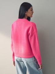Pink Knitted Bomber Jacket Cardigan - Image 4 of 9