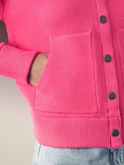 Pink Knitted Bomber Jacket Cardigan - Image 6 of 9
