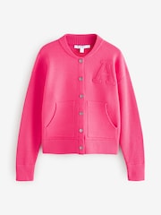 Pink Knitted Bomber Jacket Cardigan - Image 7 of 9