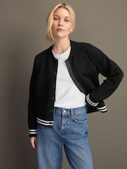 črna - Knitted Bomber jakna; suknjič pletena jopa - Slika 1 iz 8