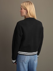 črna - Knitted Bomber jakna; suknjič pletena jopa - Slika 2 iz 8