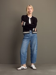 črna - Knitted Bomber jakna; suknjič pletena jopa - Slika 3 iz 8