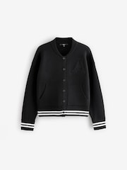 črna - Knitted Bomber jakna; suknjič pletena jopa - Slika 5 iz 8