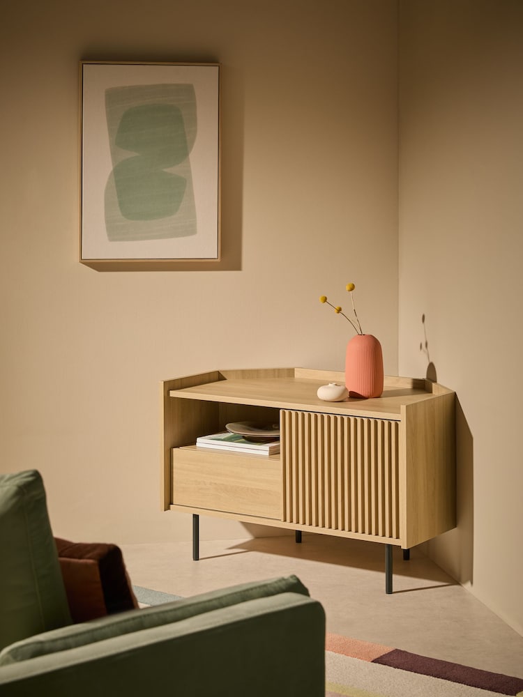 MADE.COM Oak Effect Blaze Corner Up to 50 Inch TV Unit - Image 1 of 5