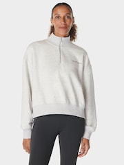 Sweaty Betty Grey Revive Crop Half Zip Sweat Top - Image 1 of 7