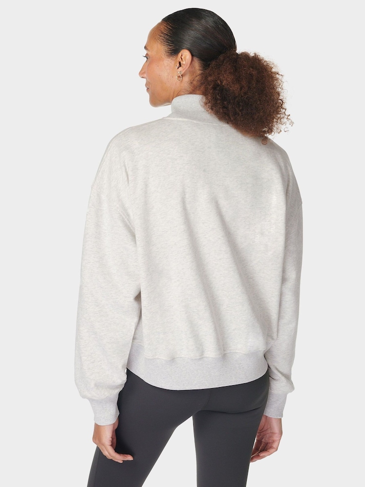 Sweaty Betty Grey Revive Crop Half Zip Sweat Top - Image 2 of 7