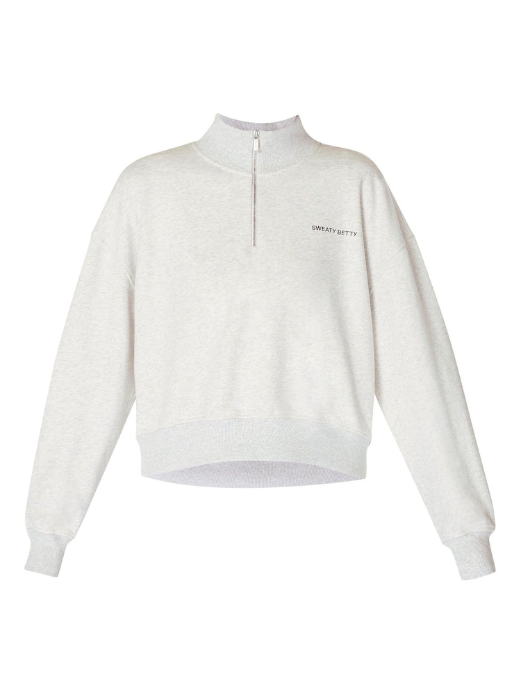 Sweaty Betty Grey Revive Crop Half Zip Sweat Top - Image 7 of 7