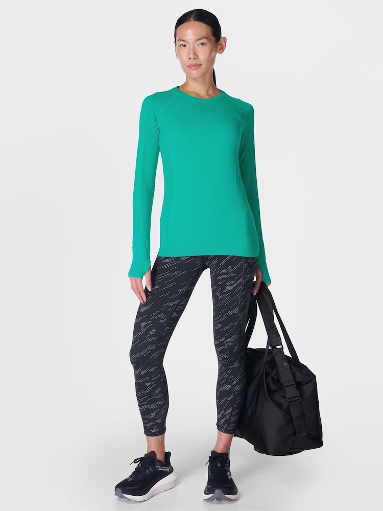 Sweaty Betty Green Athlete Seamless Workout Long Sleeve Top - Image 1 of 7