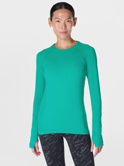 Sweaty Betty Green Athlete Seamless Workout Long Sleeve Top - Image 3 of 7