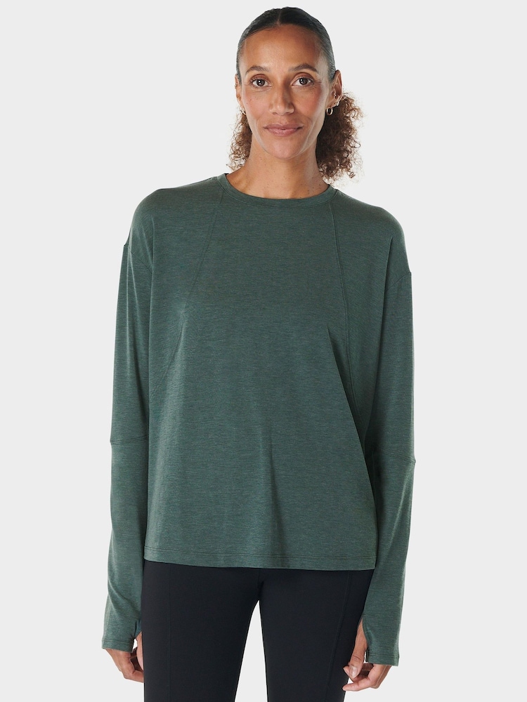 Sweaty Betty Green Soft Flow Studio Long Sleeve Top - Image 1 of 7