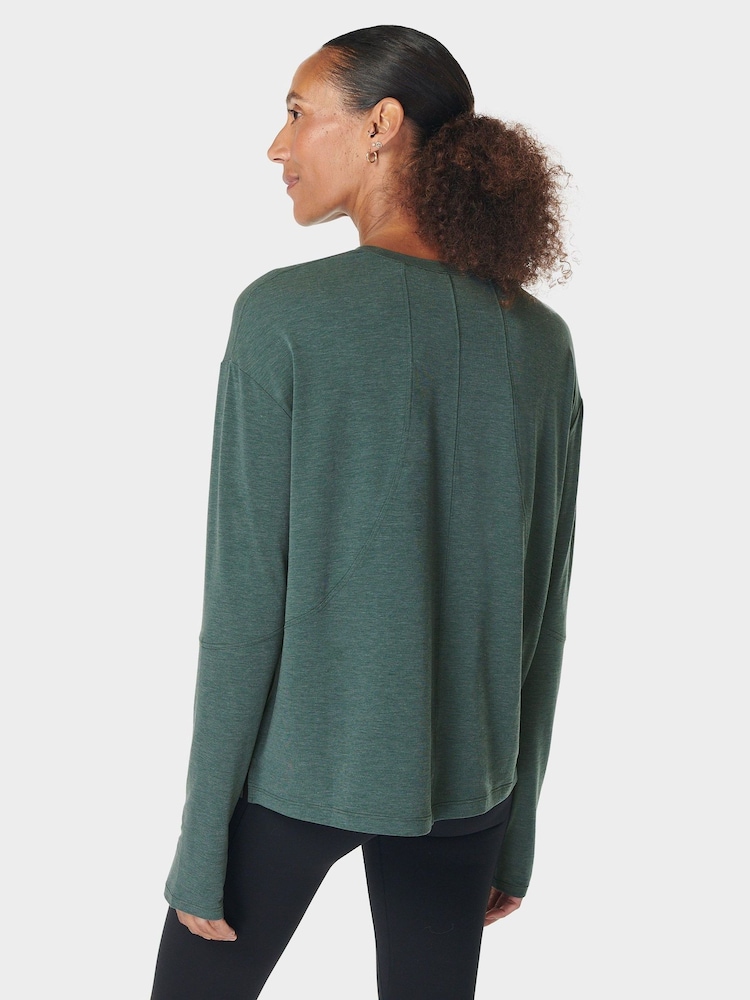 Sweaty Betty Green Soft Flow Studio Long Sleeve Top - Image 2 of 7