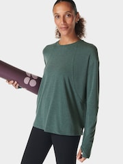 Sweaty Betty Green Soft Flow Studio Long Sleeve Top - Image 3 of 7