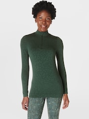 Grün - Sweaty Betty Mindful Flex Langarm-Top mit halbem Reißverschluss - Bild 1 von 8