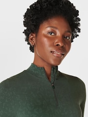 Grün - Sweaty Betty Mindful Flex Langarm-Top mit halbem Reißverschluss - Bild 5 von 8
