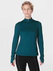 Sweaty Betty Green Green Therma Boost Running Half Zip Sweatshirt - Image 1 of 7