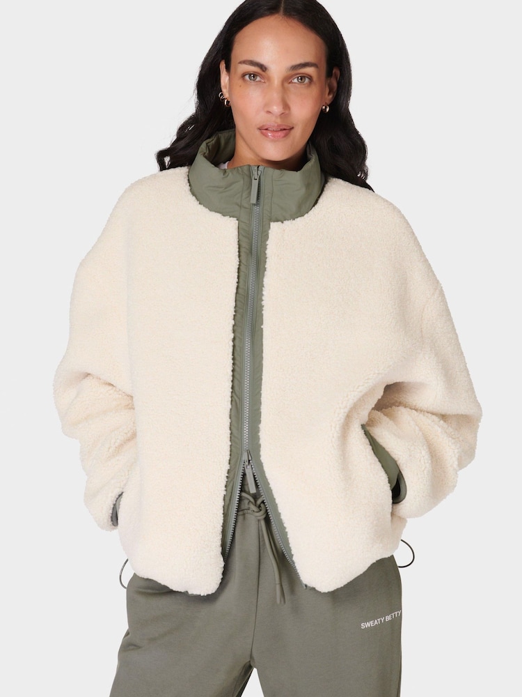 Sweaty Betty White Wilderness Reversible Sherpa Jacket - Image 1 of 10
