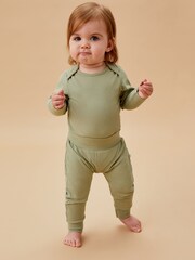 MORI Green Organic Cotton Polar Bear Character Pull On Joggers - Image 2 of 5