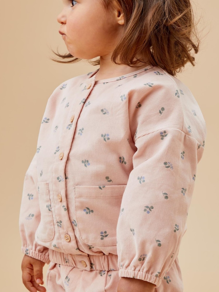 MORI Pink Floral 100% Organic Cotton Pretty Cord Jacket - صورة 1 من 6