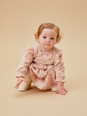 MORI Pink Floral 100% Organic Cotton Pretty Cord Dress - Image 1 of 7