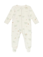 MORI Cream Polar Bear Zip Up Christmas Sleepsuit - Image 3 of 5