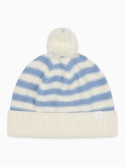 MORI Blue Stripe 100% Cotton Cosy Bobble Hat - Slika 3 iz 3