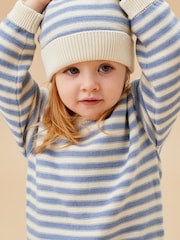 MORI Blue Stripe 100% Cotton High Neck Cosy Jumper - Image 1 of 5