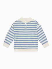 MORI Blue Stripe 100% Cotton High Neck Cosy Jumper - Image 5 of 5