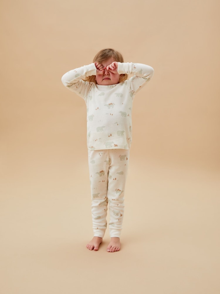 MORI Cream Polar Bear Print Pyjamas Set - Image 1 of 5