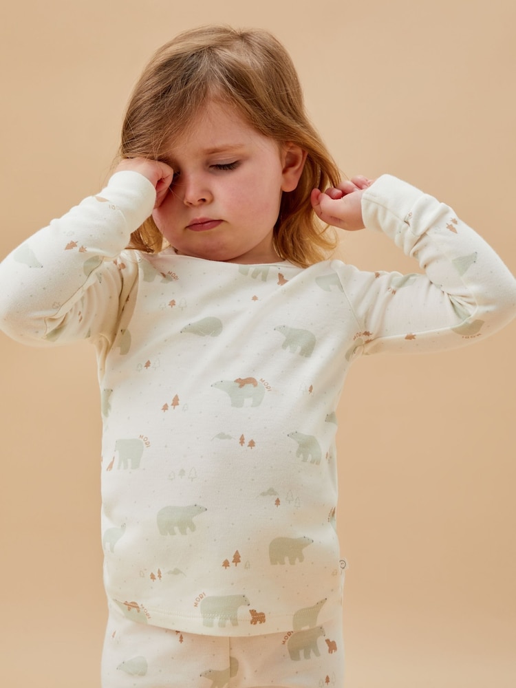 MORI Cream Polar Bear Print Pyjamas Set - Image 2 of 5