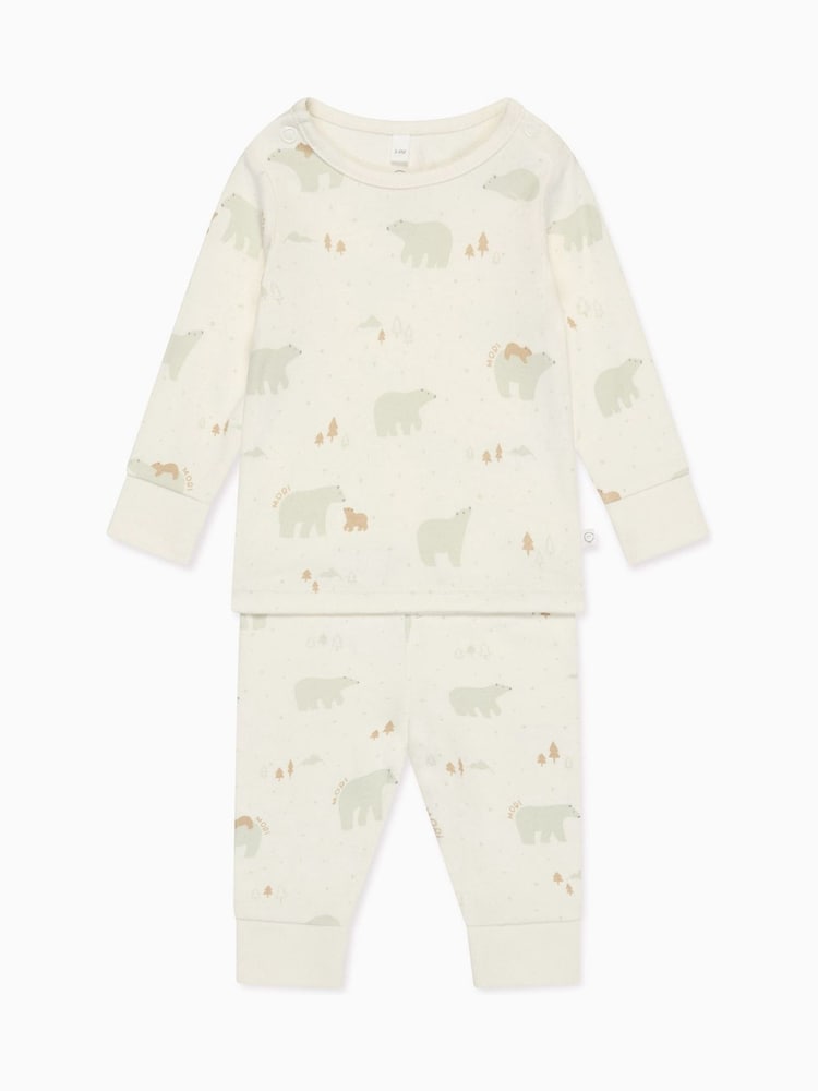 MORI Cream Polar Bear Print Pyjamas Set - Image 4 of 5