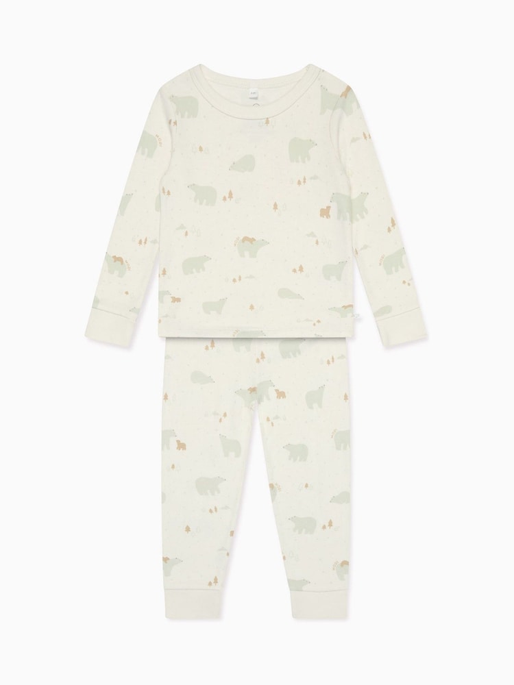 MORI Cream Polar Bear Print Pyjamas Set - Image 5 of 5