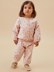 MORI Pink Floral 100% Organic Cotton Pretty Cord Trousers - Image 1 of 5