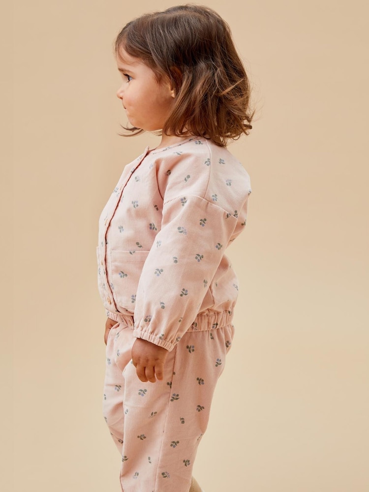 MORI Pink Floral 100% Organic Cotton Pretty Cord Trousers - Image 2 of 5