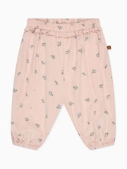 MORI Pink Floral 100% Organic Cotton Pretty Cord Trousers - Image 4 of 5