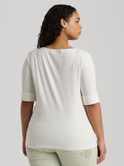 Off White - Lauren Ralph Lauren Judy Stretch Cotton Boatneck T-Shirts - Imagen 2 de 6