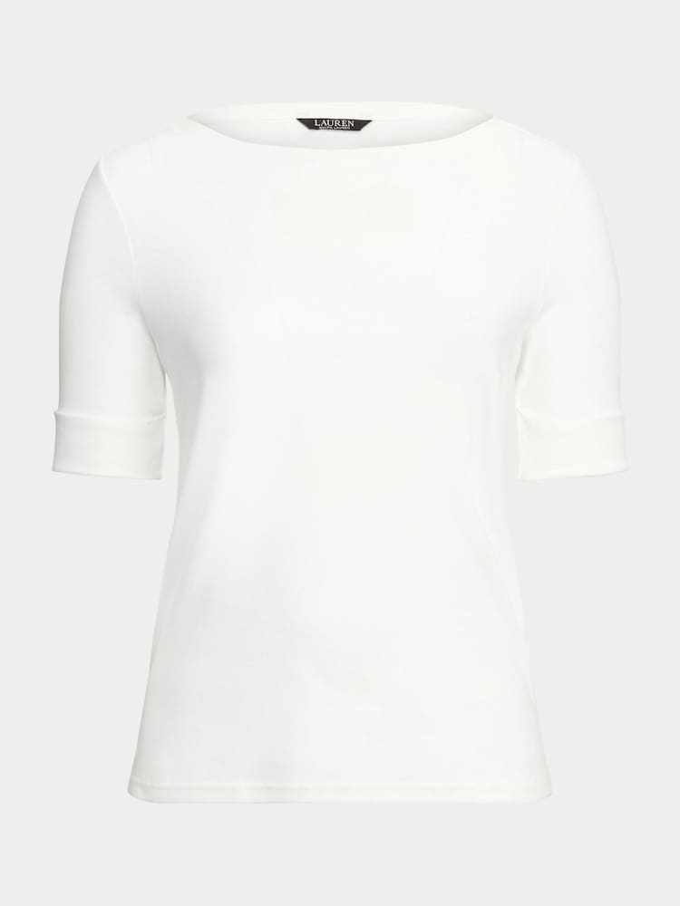 Off White - Lauren Ralph Lauren Judy Stretch Cotton Boatneck T-Shirts - Imagen 6 de 6