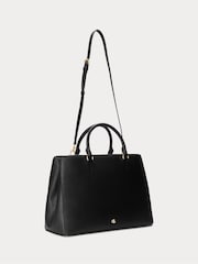 Lauren Ralph Lauren Hanna Crosshatch Leather Black Satchel Bag - Image 5 of 7